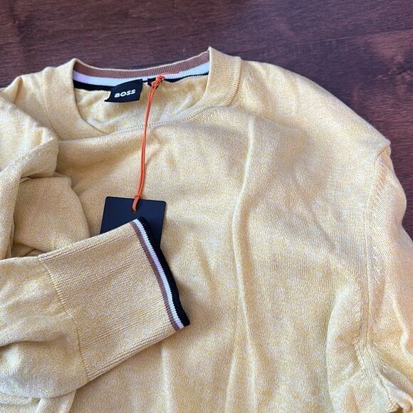 Hugo Boss COTTON SWEATER WITH SIGNATURE-STRIPE TIPPING - Picture 2 of 4